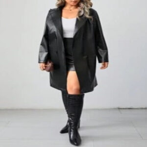 FrenchyPlusLapelNeckBeltedPULeatherCoat-2